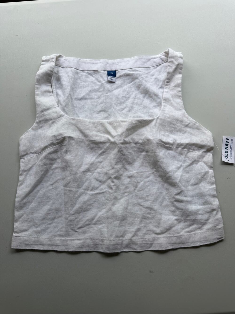 NWT Old Navy White Linen-Blend Square-Neck Crop Tank Top - Size XS